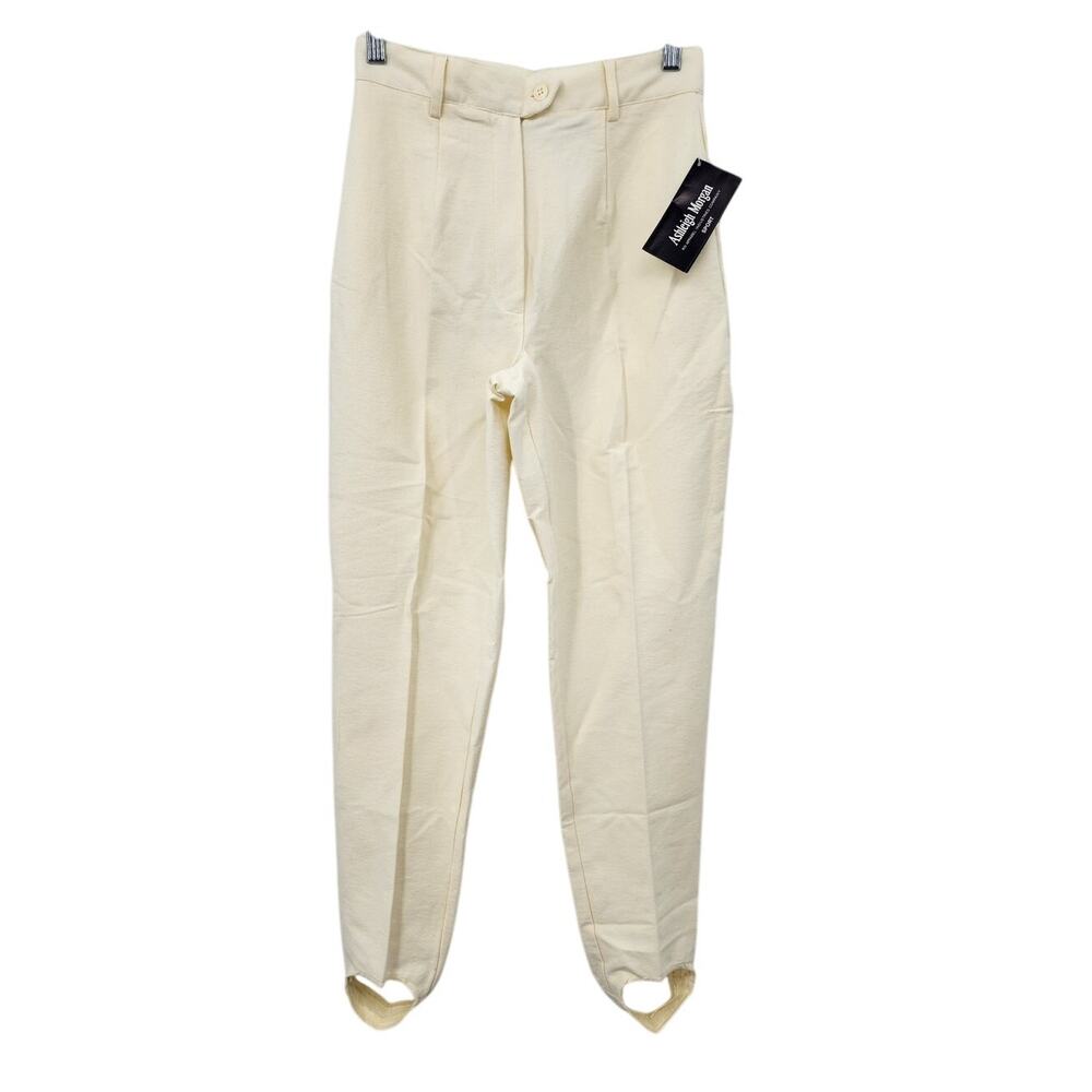 New Vintage Deadstock Ashleigh Morgan Stirrup Pants Size 8 White Cream‎